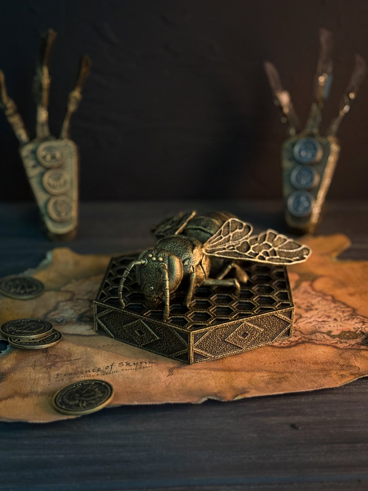 Skyrim Goldenglow Bee Figurine — Thieves Guild Quest Collectible | Handmade Resin Statue