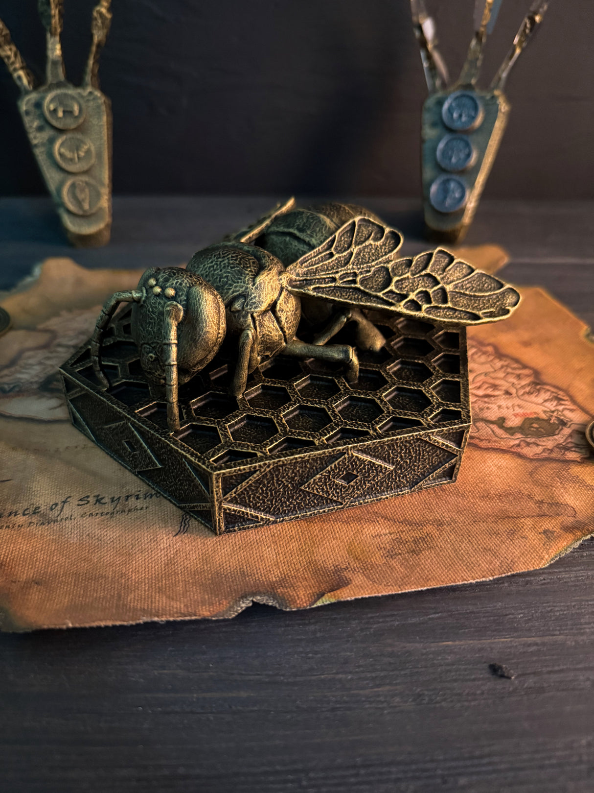 Skyrim Goldenglow Bee Figurine — Thieves Guild Quest Collectible | Handmade Resin Statue