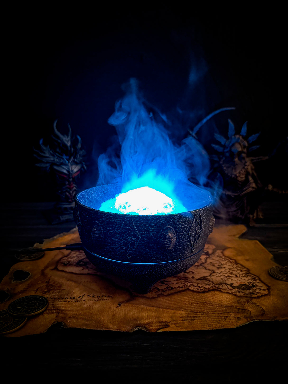 Skyrim LED Fire Salts, Frost Salts, Void Salts, Alchemy Bowl RGB Aroma Diffuser, Magic Mist Lamp, Fantasy Steam Crystal Decor Gift