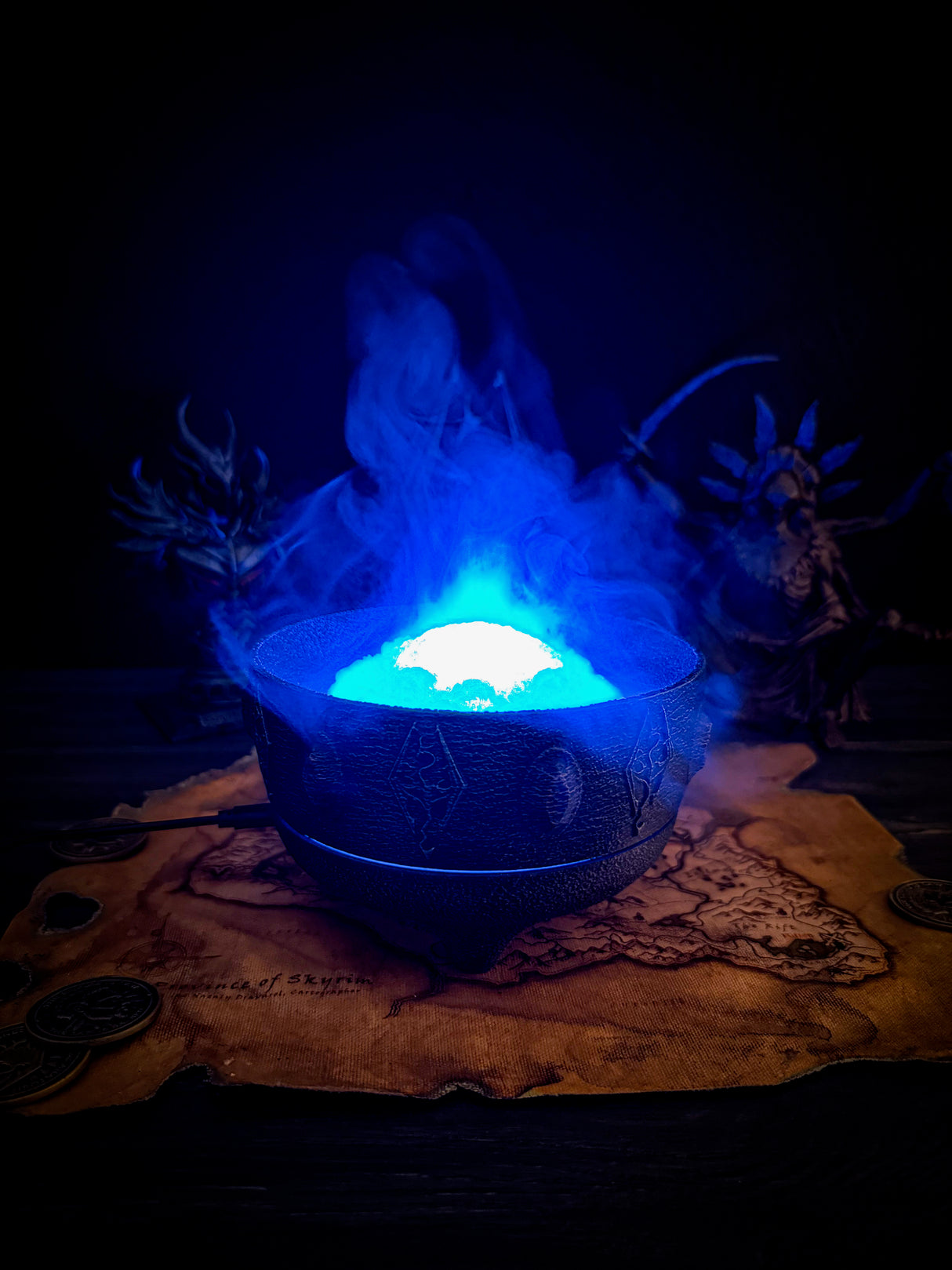 Skyrim LED Fire Salts, Frost Salts, Void Salts, Alchemy Bowl RGB Aroma Diffuser, Magic Mist Lamp, Fantasy Steam Crystal Decor Gift