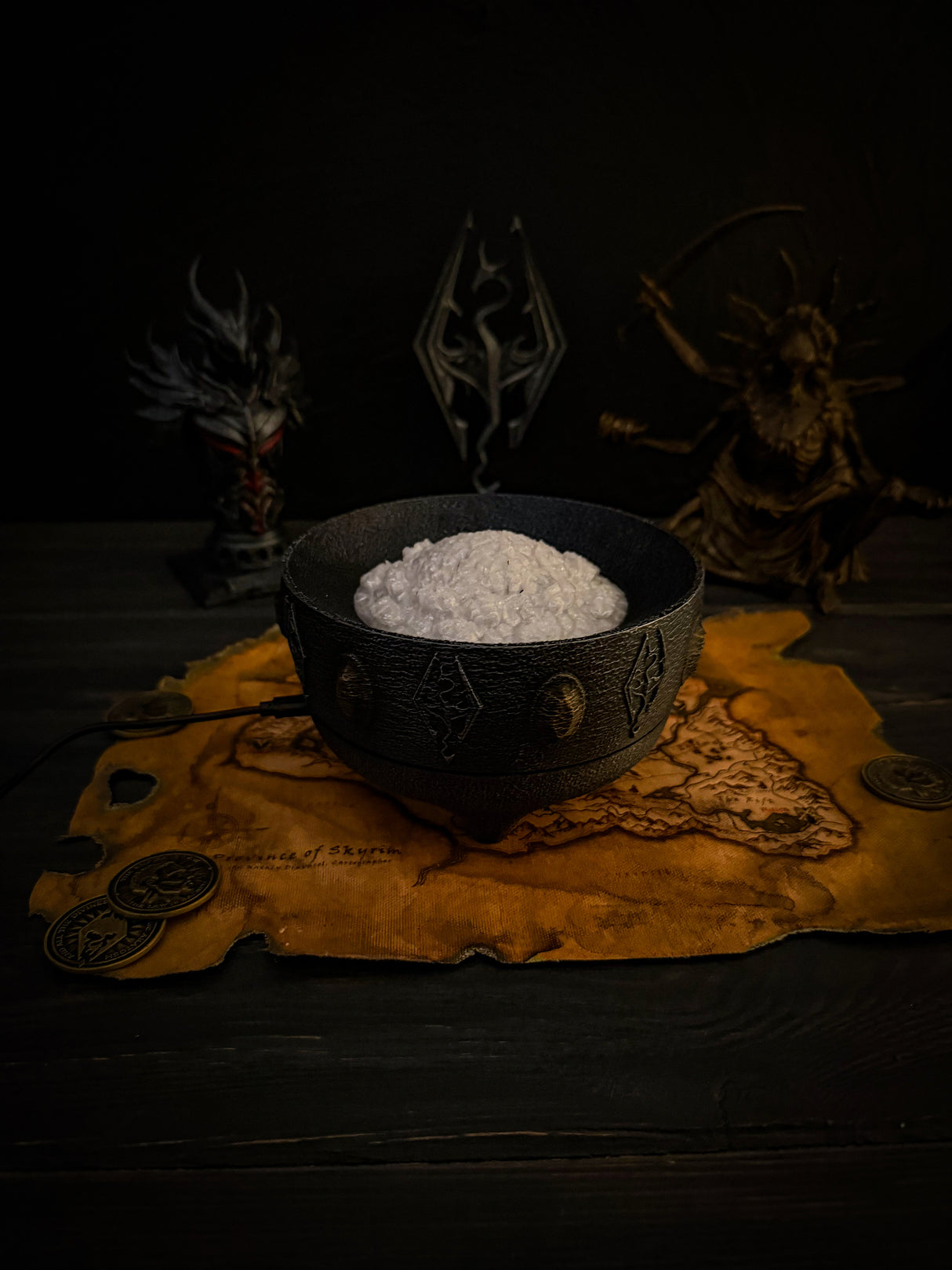 Skyrim LED Fire Salts, Frost Salts, Void Salts, Alchemy Bowl RGB Aroma Diffuser, Magic Mist Lamp, Fantasy Steam Crystal Decor Gift