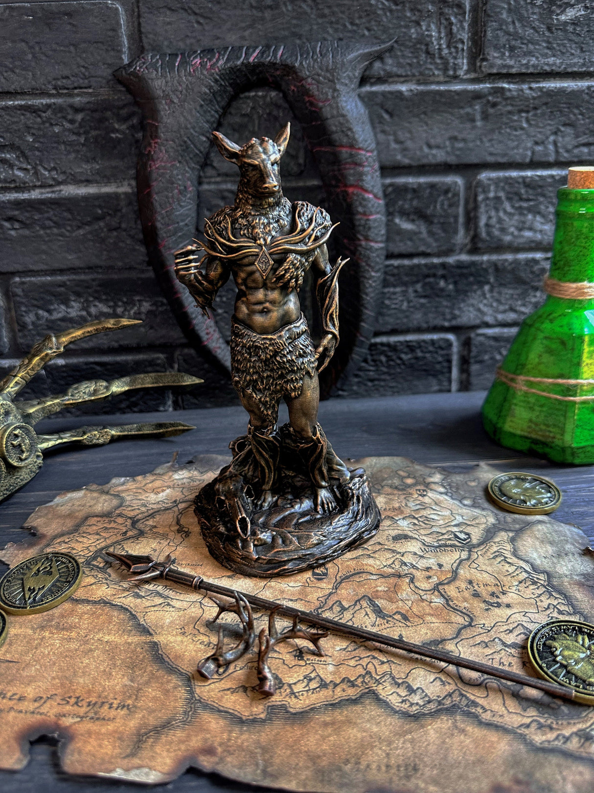 Skyrim Hircine Statue, The Elder scrolls Figurine, Daedric Prince Sculpture