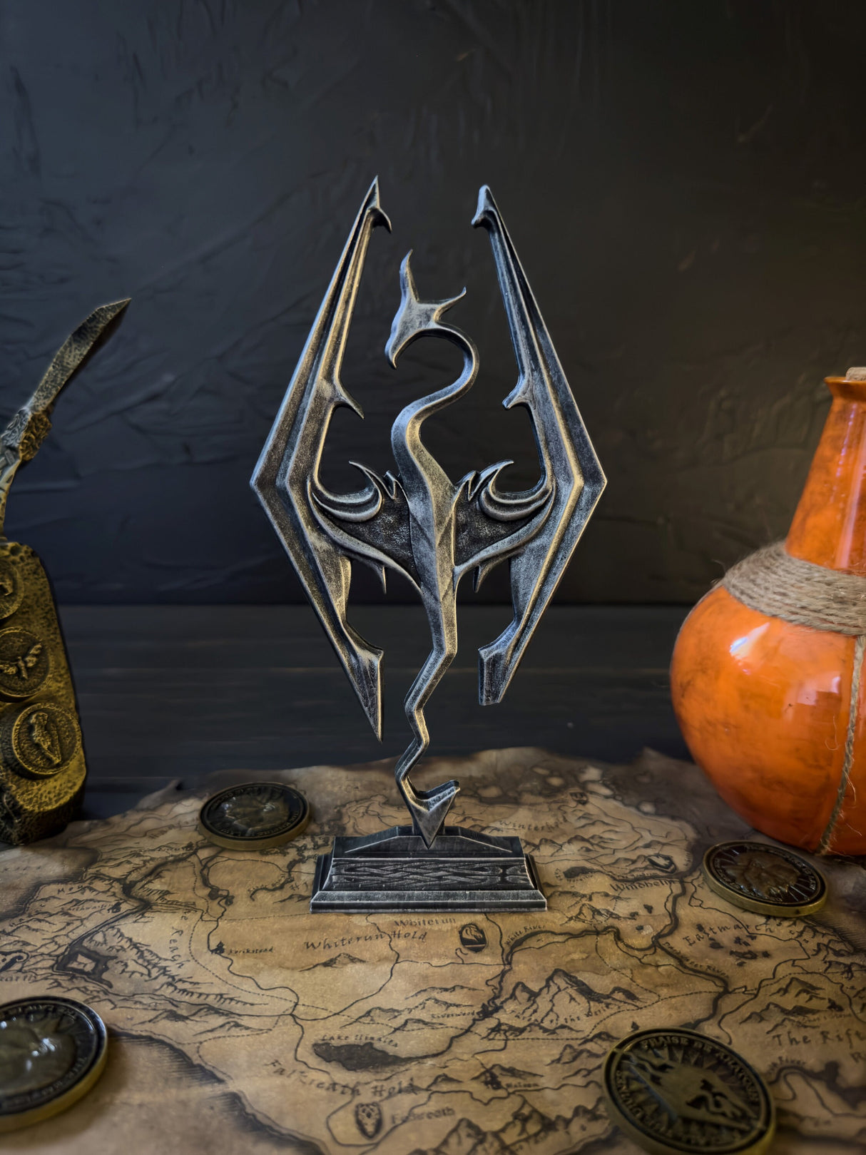Skyrim Dragon Logo, The Elder Scrolls V Decor, Logo Figurine