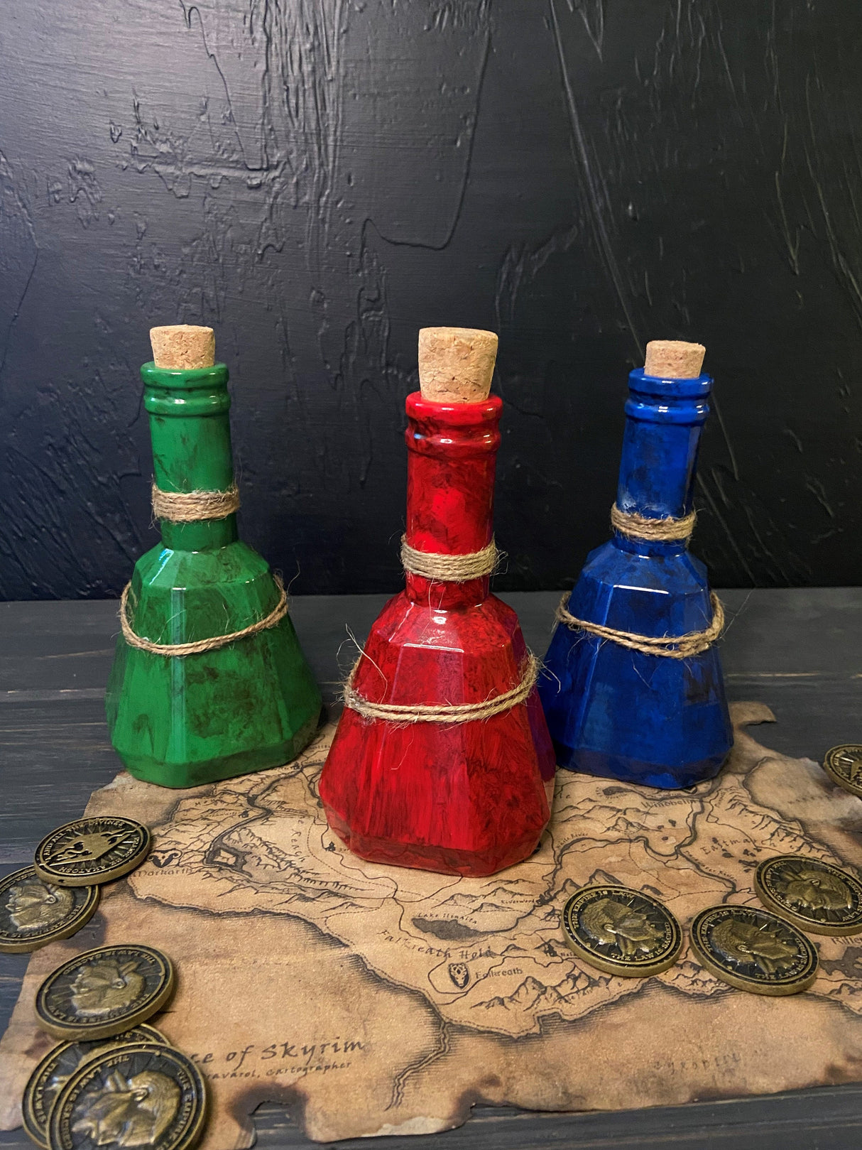 Skyrim Potion Bottles, The Elder Scrolls Arfifact, Health, Mana, Stamina Potions