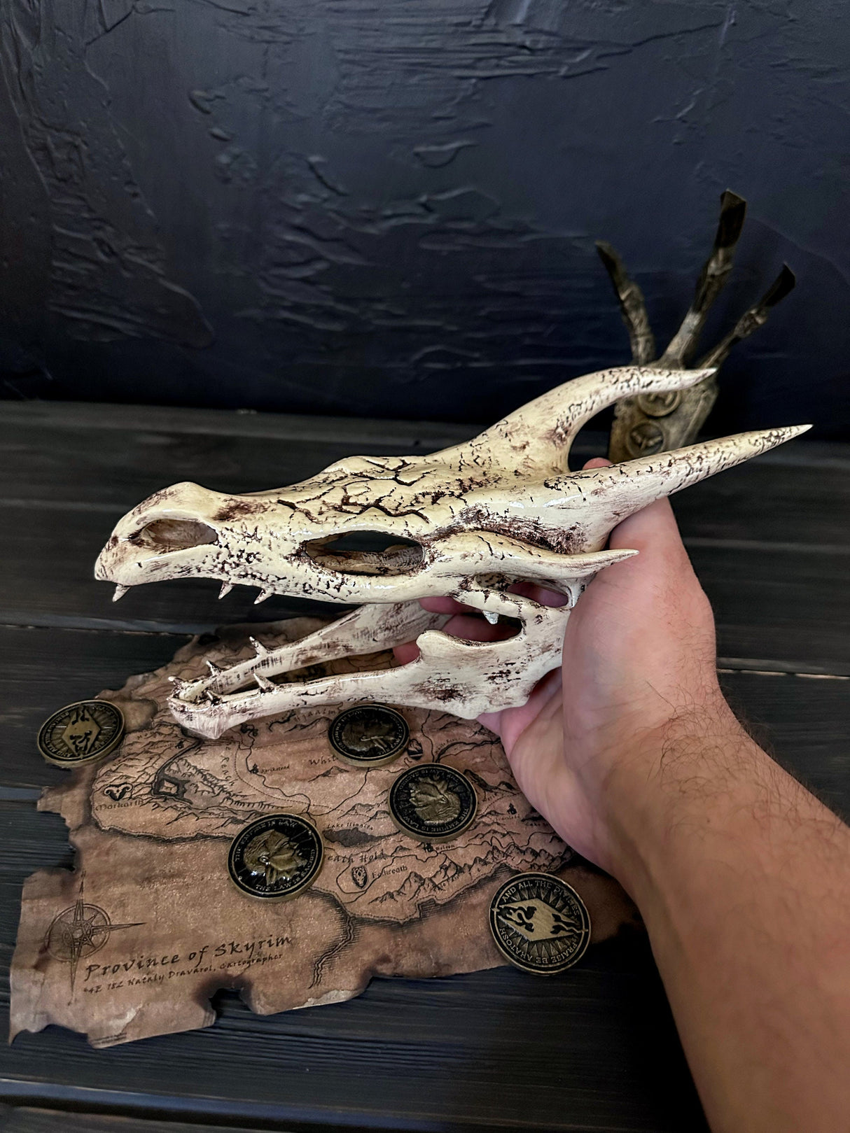 Ivory Dragon Skull Skyrim, The Elder Scrolls V Artifact, Skyrim Cosplay and Decor
