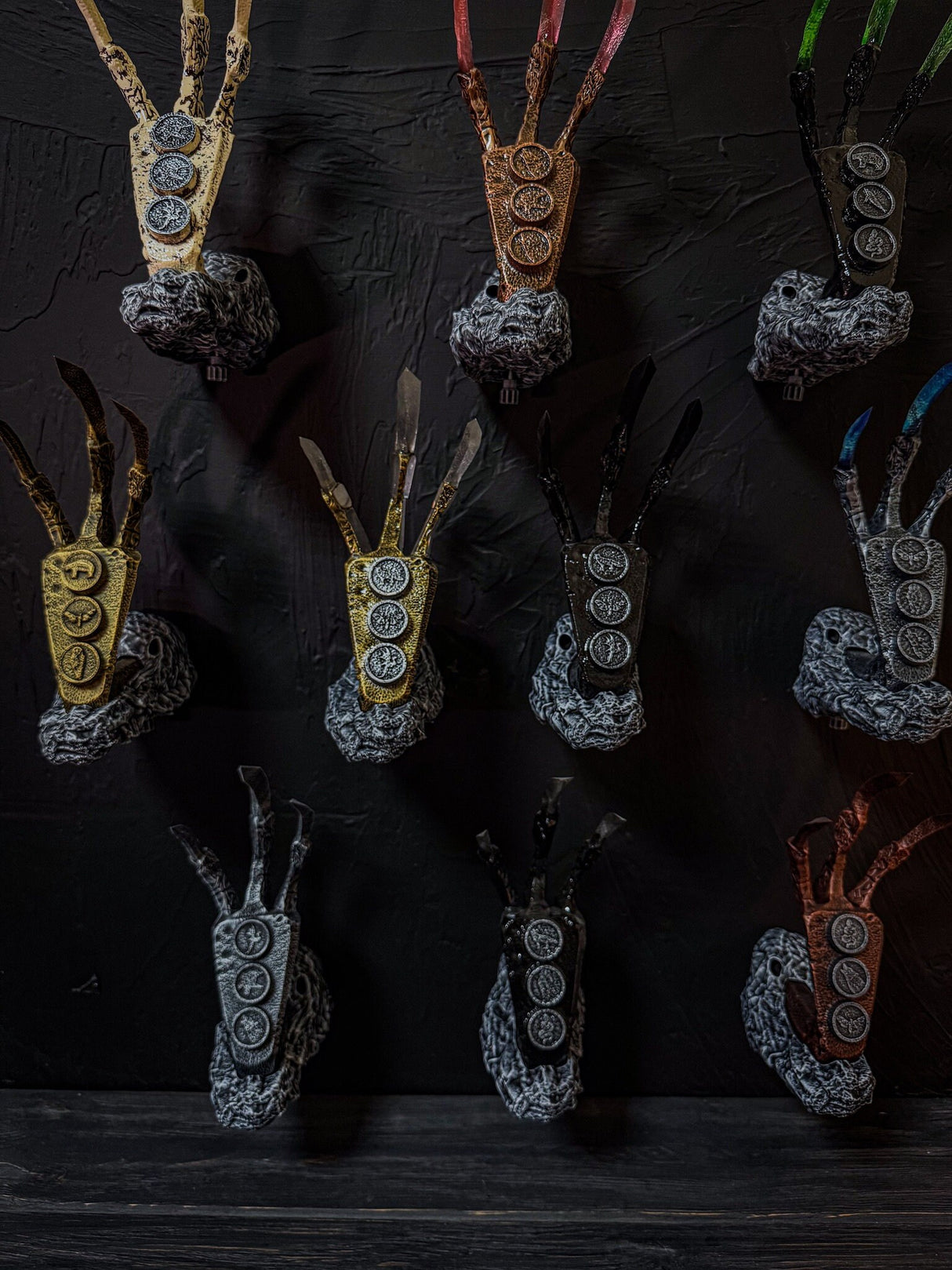 Wall Mounts for Dragon Claws, Set of Mounts, Skyrim Inspired, The Elder Scrolls V, Artifact, Home and Office Decor, Wall Hangings