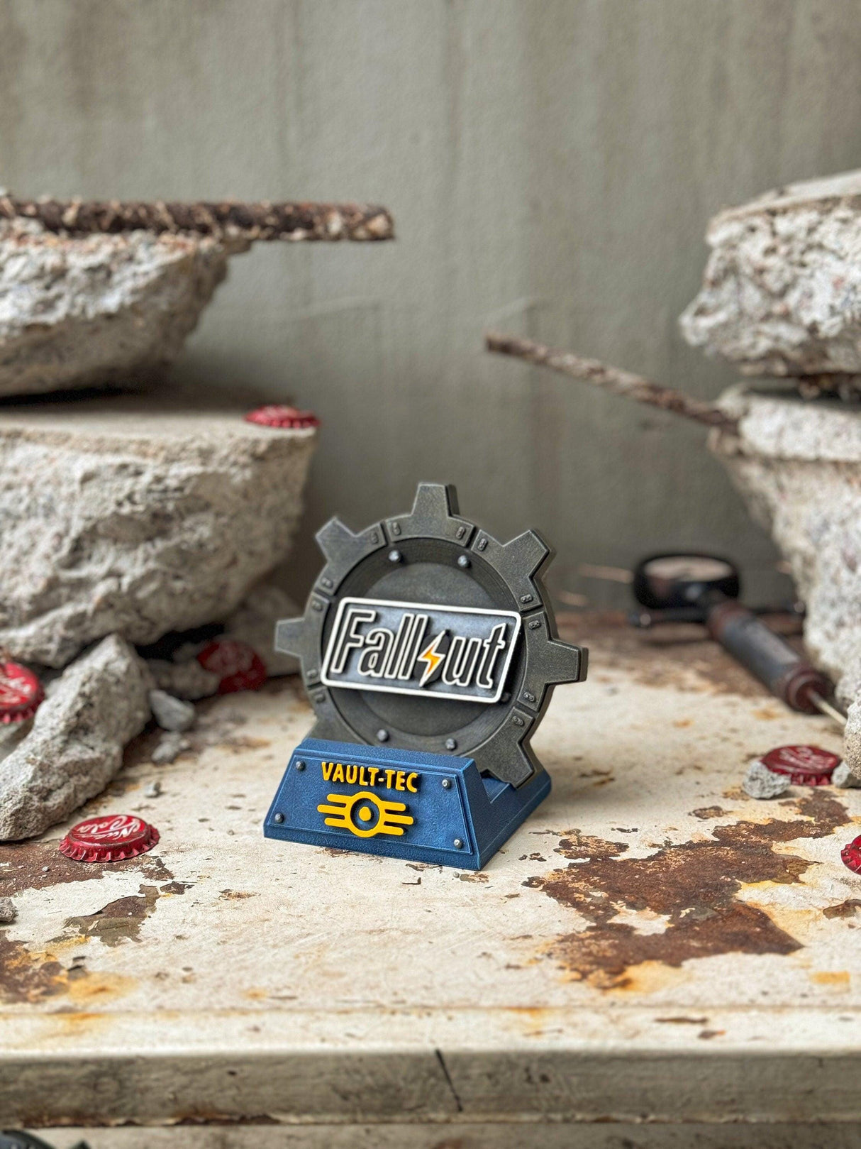 Fallout mobile phone stand, vault door shaped phone stand, fallout decor