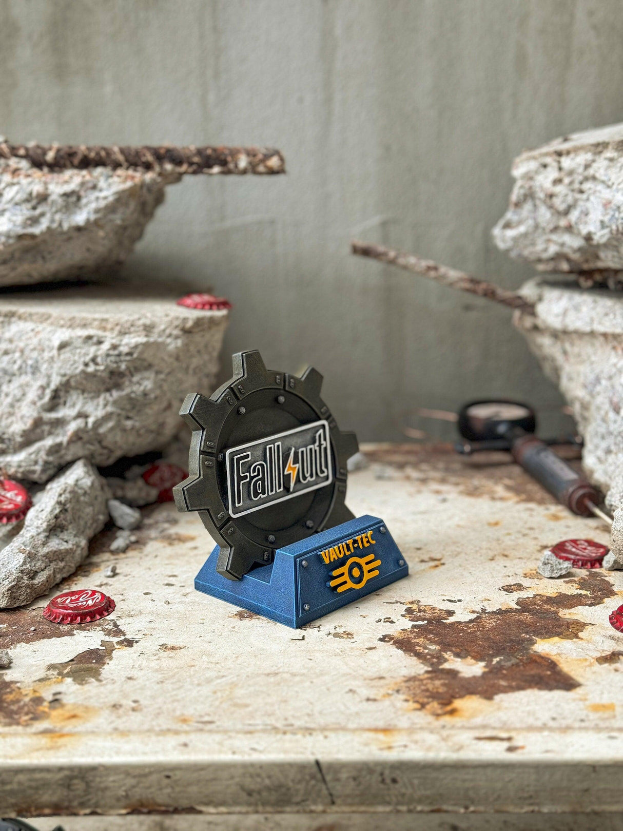 Fallout mobile phone stand, vault door shaped phone stand, fallout decor
