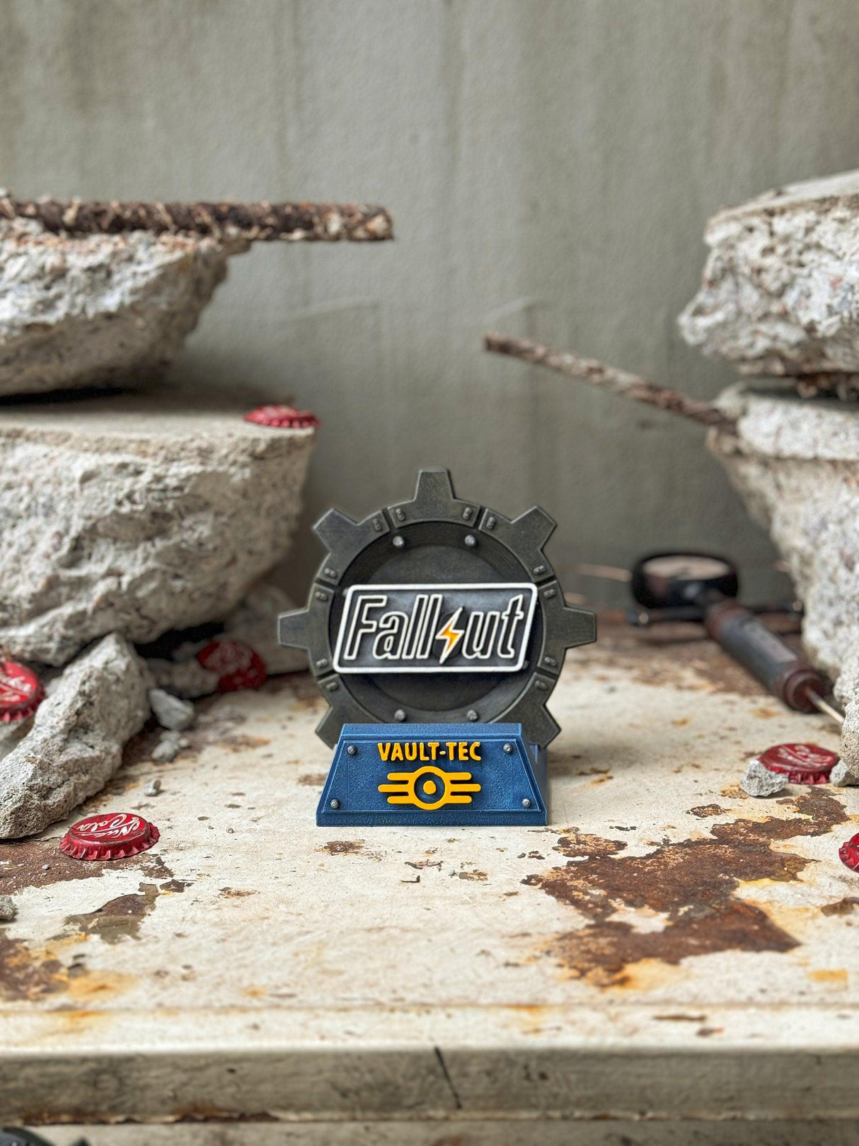 Fallout mobile phone stand, vault door shaped phone stand, fallout decor