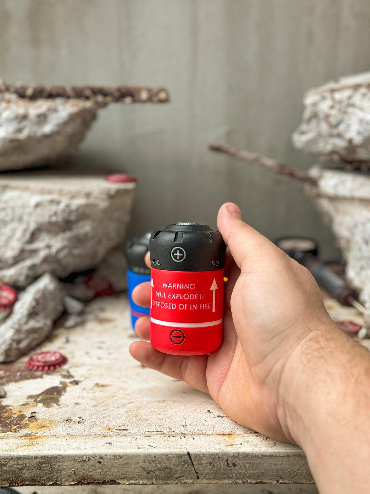 Ammunition set from fallout with black colored lids, fallout fusion cell, cryo cell, electron charge pack stash containers, fallout decor