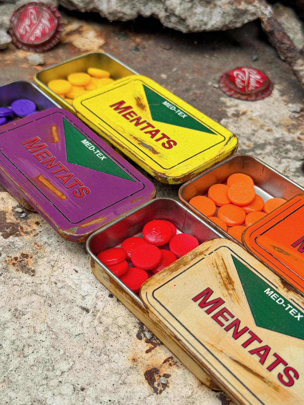 Fallout Rusted Mentats Pillbox, Metal Boxes and Pills, Grape Mentats, Berry Mentats, Orange Mentats, Decor and Cosplay