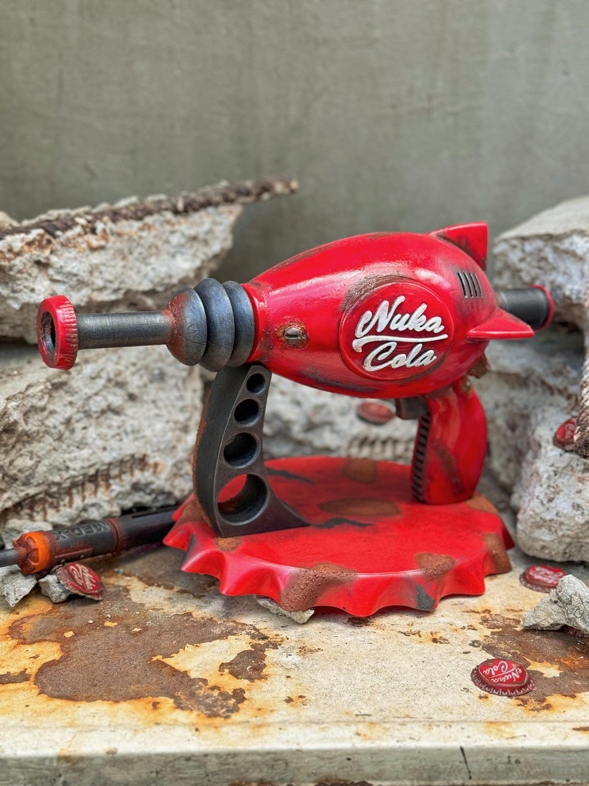 Weathered Nuka Cola Blaster Prop, Fallout Replica, Game Artifact