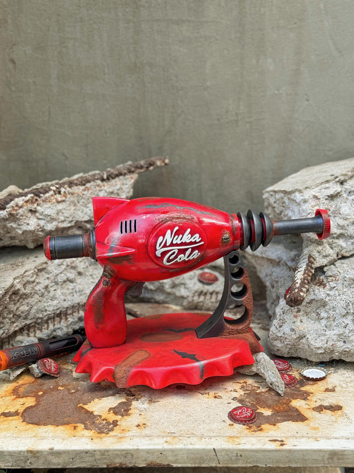 Weathered Nuka Cola Blaster Prop, Fallout Replica, Game Artifact