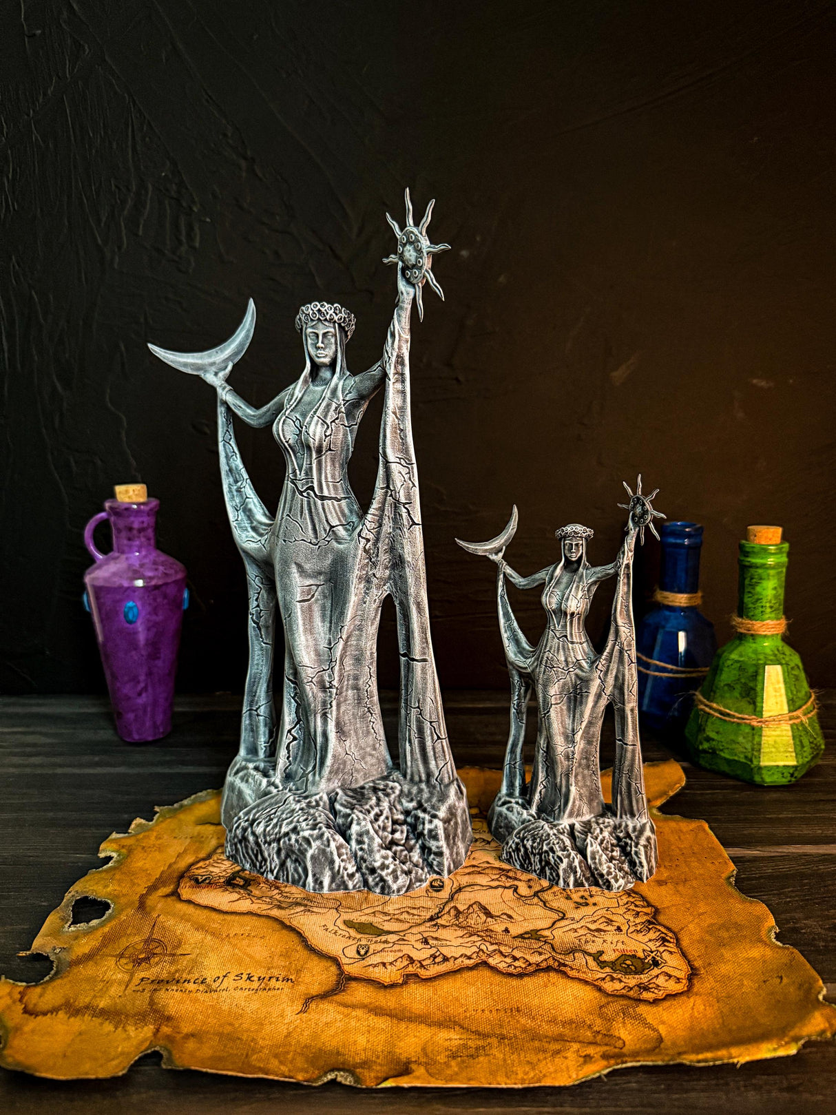 Large and Small Azura Statues, Stone Azura Figurine, The Elder Scrolls V, Skyrim Daedric Prince, Home and Office Decor