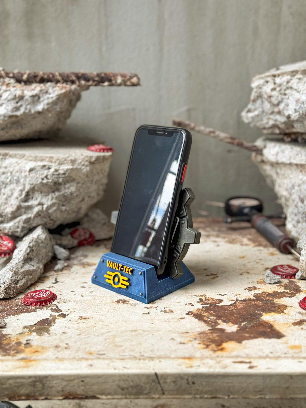 Fallout mobile phone stand, vault door shaped phone stand, fallout decor