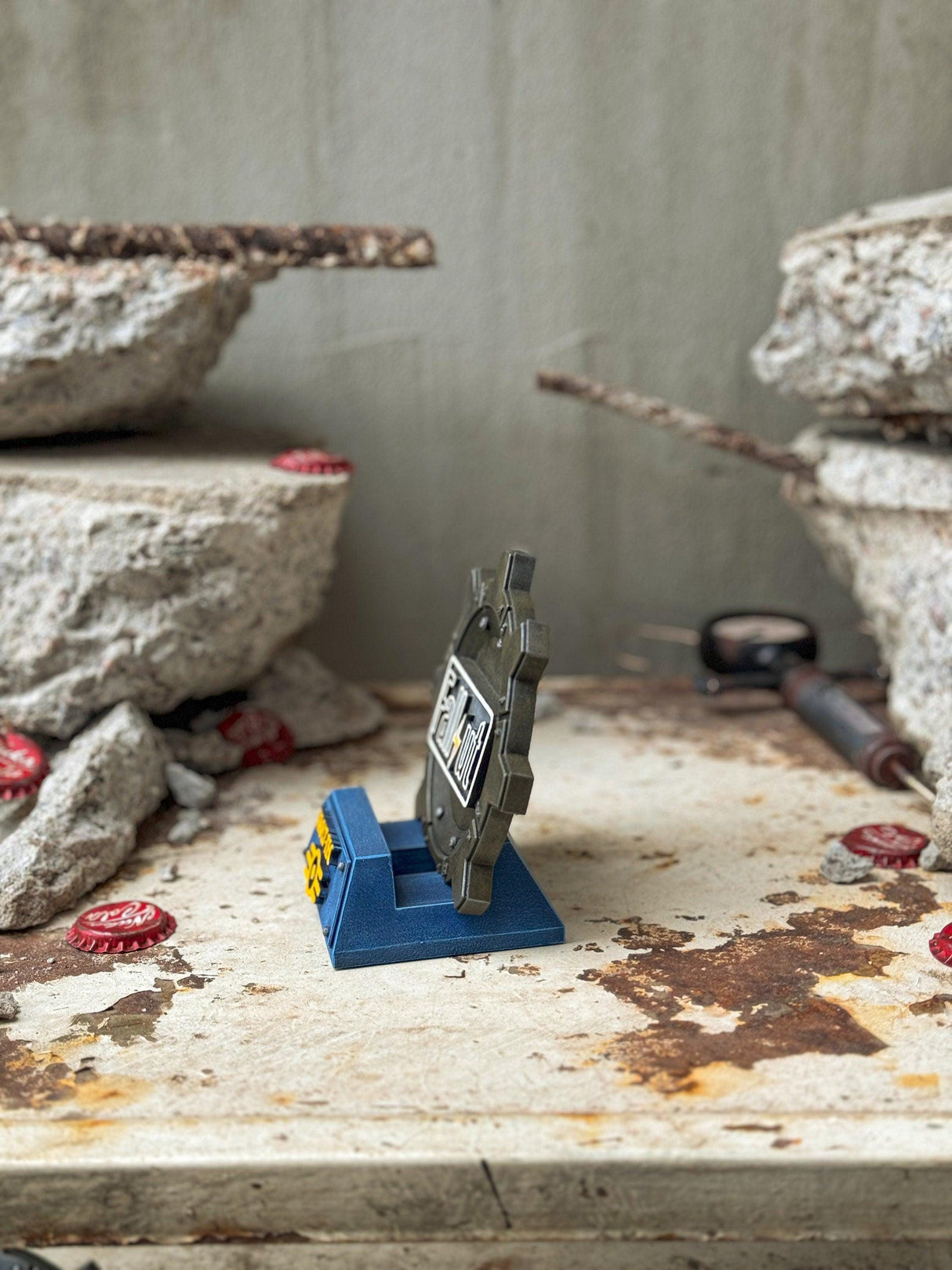 Fallout mobile phone stand, vault door shaped phone stand, fallout decor