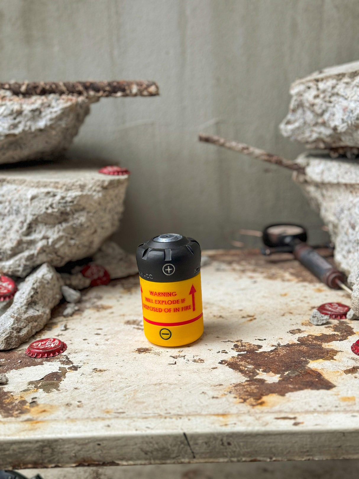 Ammunition set from fallout with black colored lids, fallout fusion cell, cryo cell, electron charge pack stash containers, fallout decor