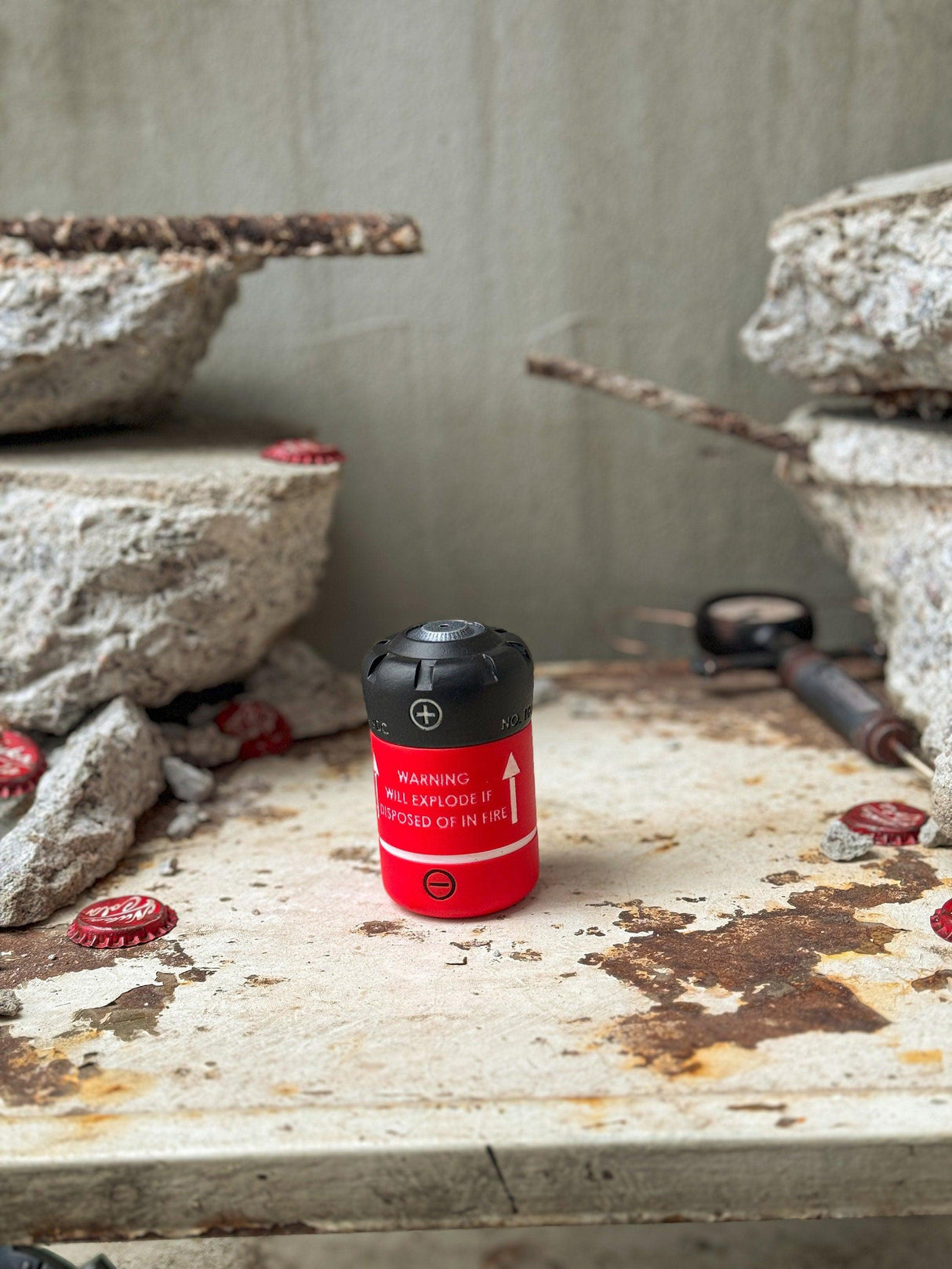 Ammunition set from fallout with black colored lids, fallout fusion cell, cryo cell, electron charge pack stash containers, fallout decor