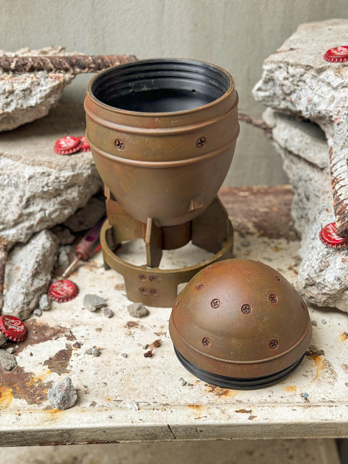 Fallout weathered mini nuke container, mini nuke replica, fallout props, fallout inspired