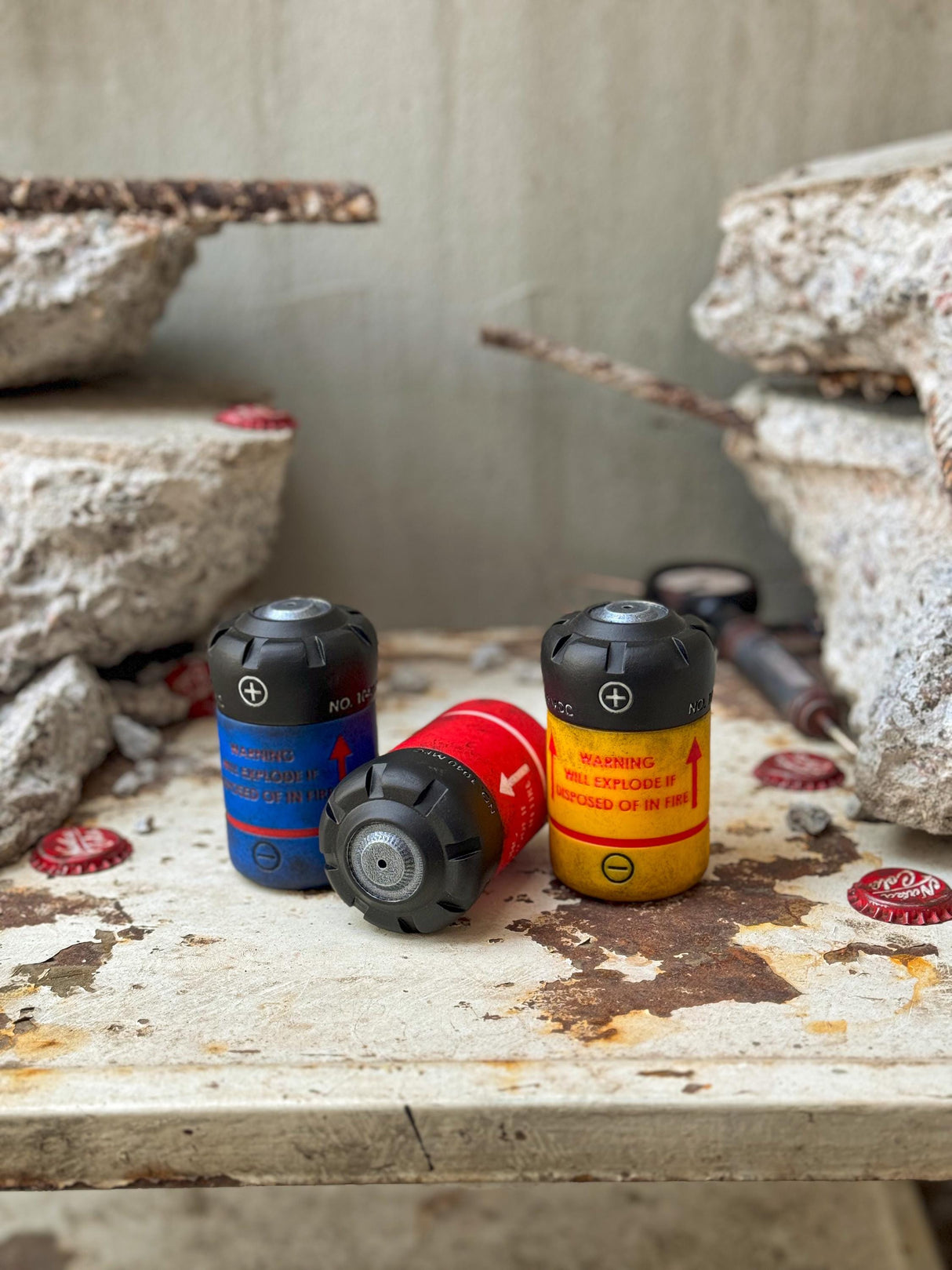 Weathered Ammunition Set From Fallout with Black Colored Lids, Fallout Fusion Cell, Cryo Cell, Electron Charge Pack Stash Containers