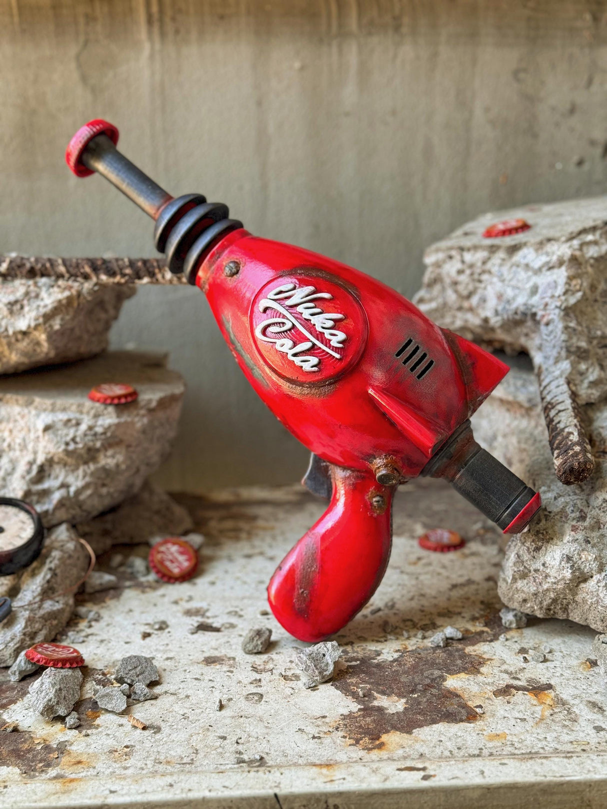 Weathered Nuka Cola Blaster Prop, Fallout Replica, Game Artifact