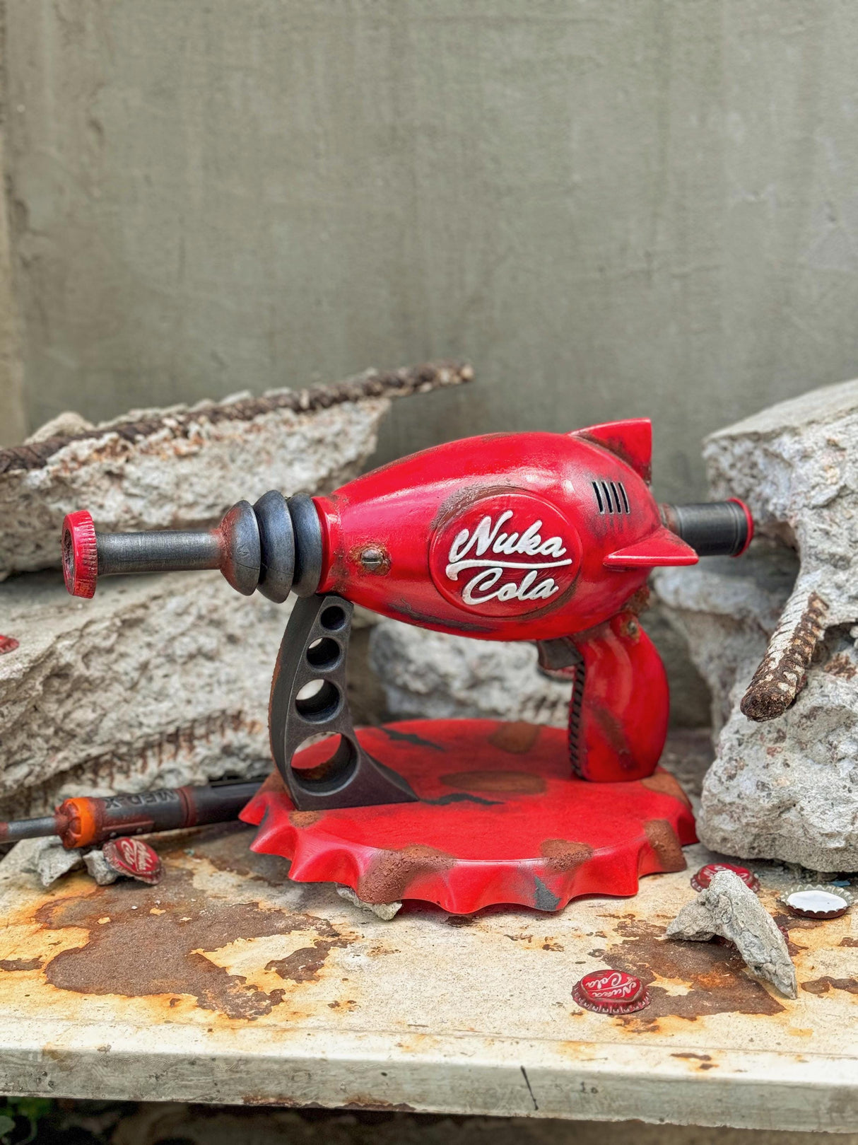 Weathered Nuka Cola Blaster Prop, Fallout Replica, Game Artifact
