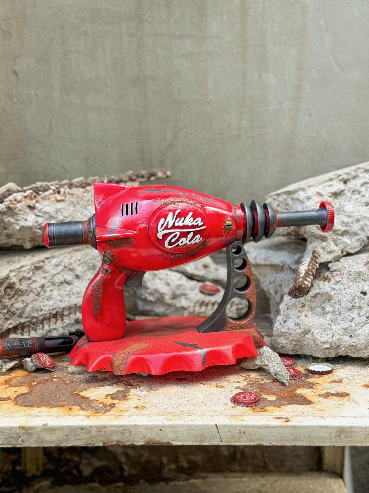 Weathered Nuka Cola Blaster Prop, Fallout Replica, Game Artifact