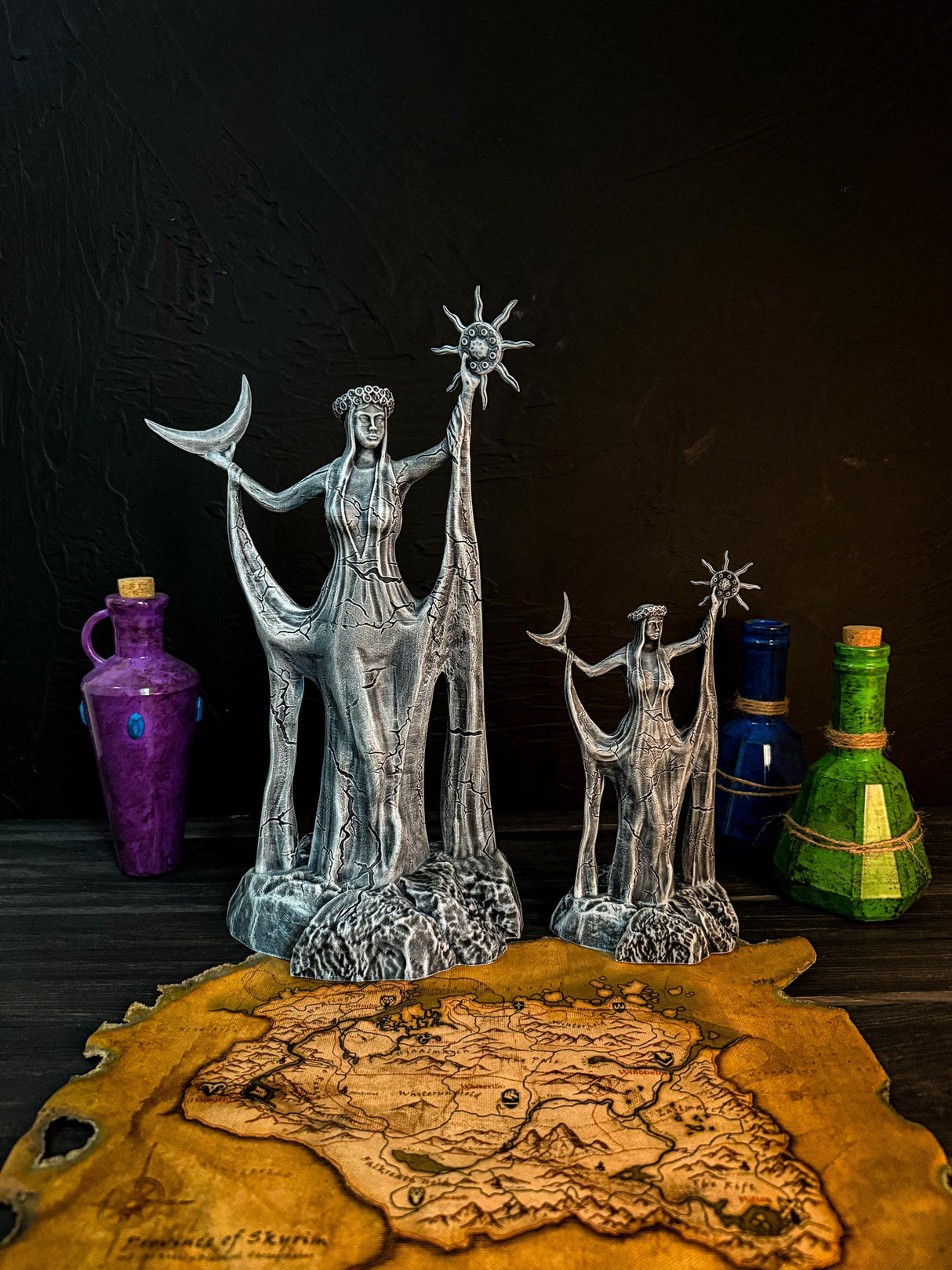 Large and Small Azura Statues, Stone Azura Figurine, The Elder Scrolls V, Skyrim Daedric Prince, Home and Office Decor