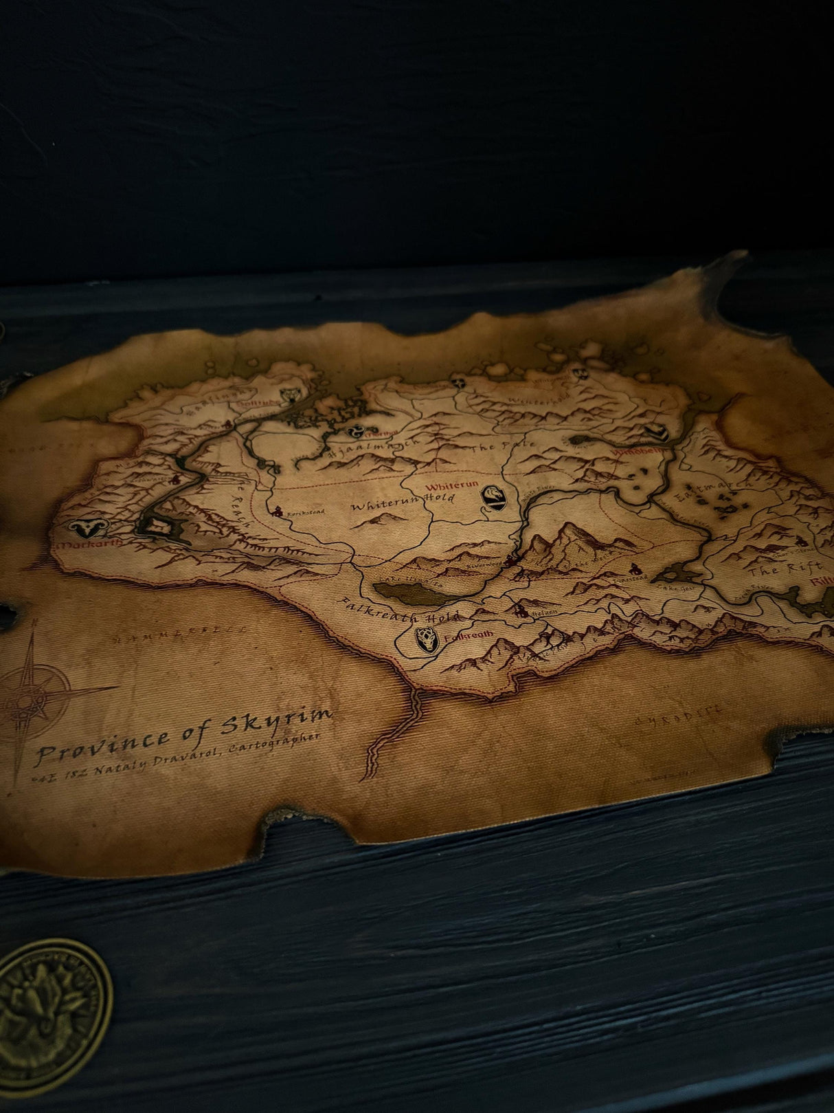 Skyrim Dragon Scorched Map, The Elder Scrolls Inspired, Home and Office Decor