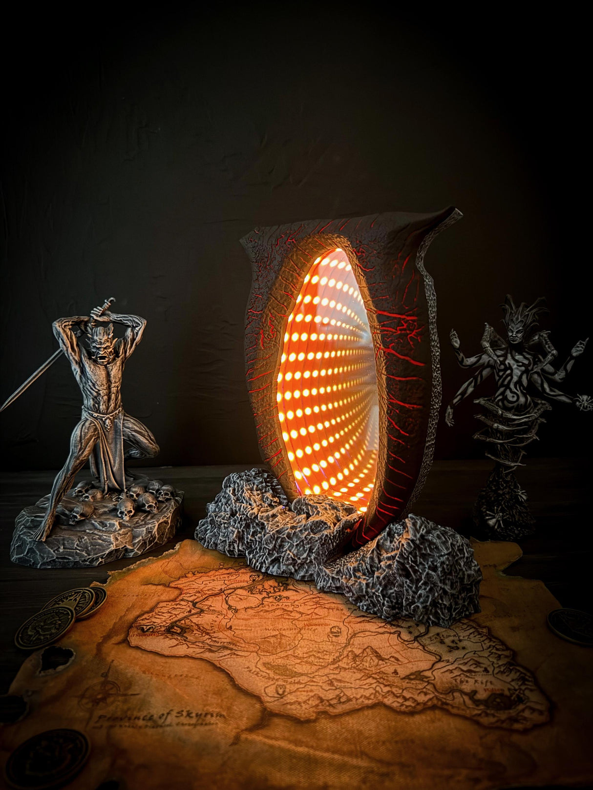 Oblivion Gates Night Light, The Elder Scrolls Decor, 3D Printed, Hand Painted Piece of Art, Inspired by Oblivion