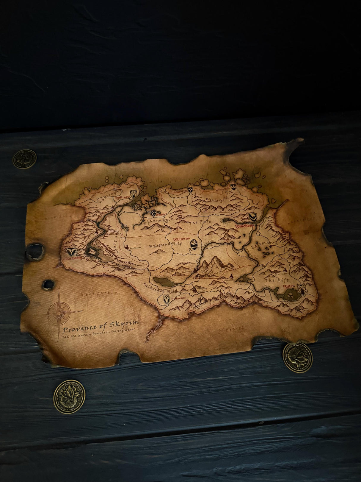 Skyrim Dragon Scorched Map, The Elder Scrolls Inspired, Home and Office Decor