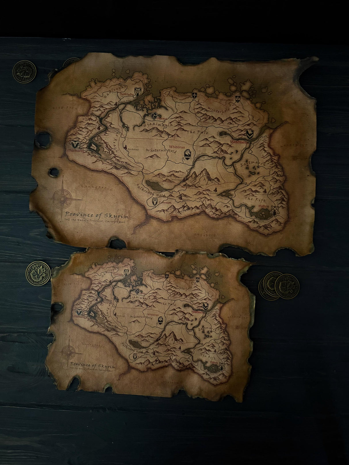 Skyrim Dragon Scorched Map, The Elder Scrolls Inspired, Home and Office Decor