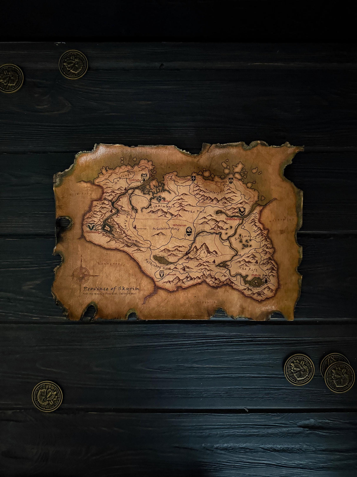 Skyrim Dragon Scorched Map, The Elder Scrolls Inspired, Home and Office Decor
