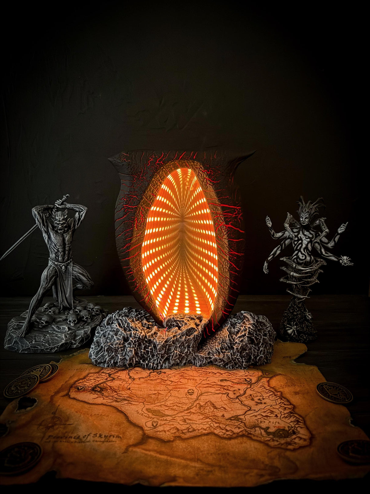 Oblivion Gates Night Light, The Elder Scrolls Decor, 3D Printed, Hand Painted Piece of Art, Inspired by Oblivion