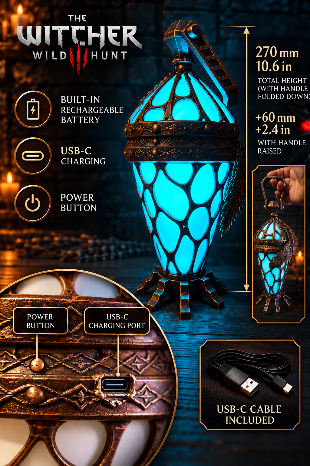 The Witcher 3 Magic Lamp, Keira Metz Lantern, Gerald