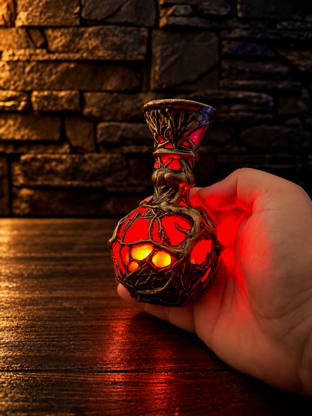 Elden Ring Crimson Tears Flask, Glowing Fantasy Potion Prop, 3D Printed Hand Painted