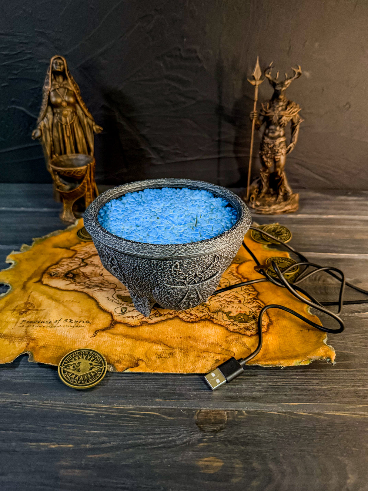 Frost salts humidifier, aroma diffuser, glowing oil diffuser, night light from skyrim, home and office decor, led artifact