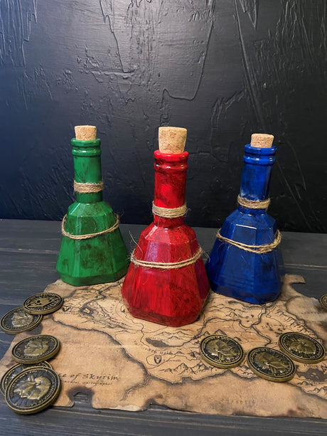 Skyrim Potion Bottles, The Elder Scrolls Arfifact, Health, Mana, Stamina Potions