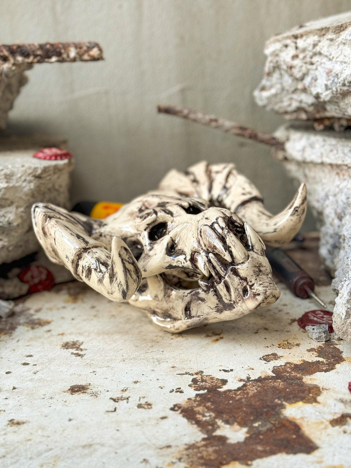 Deathclaw skull fallout, fallout game series inspired statue, 3d-printed props