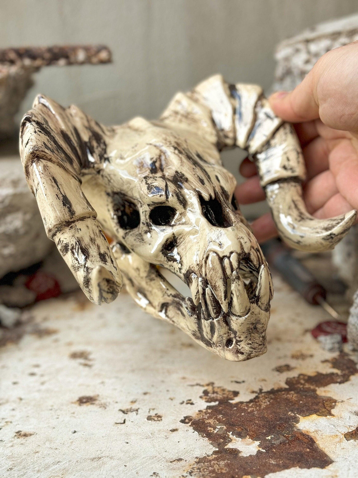 Deathclaw skull fallout, fallout game series inspired statue, 3d-printed props