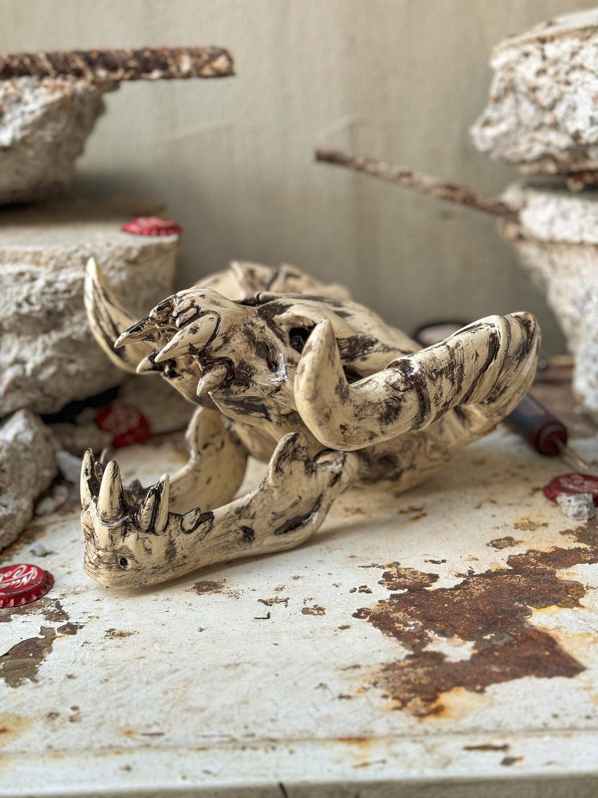 Deathclaw skull fallout, fallout game series inspired statue, 3d-printed props