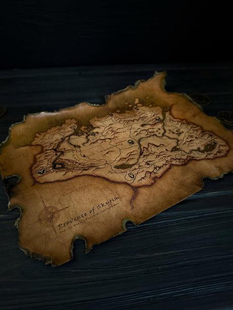 Skyrim Dragon Scorched Map, The Elder Scrolls Inspired, Home and Office Decor
