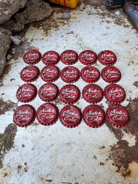 Handmade Weathered Bottle Caps, Fallout Nuke Cola Caps, Props, Gift for Fans, Cosplay Accessory