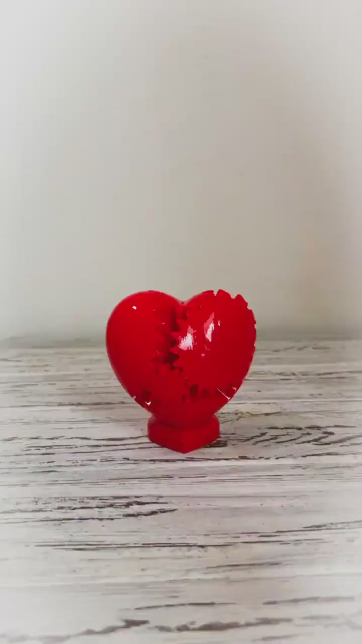 Rotating Gear Heart, Fidget Toy, Transforming Moving Figurine, Moving Mechanical 3D printed Heart