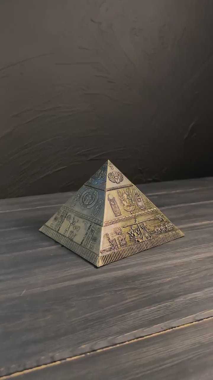 Egyptian Pyramid Stash Box,  Hidden Storage Decor, Ancient Egypt Puzzle Pyramid, Secret Puzzle Container