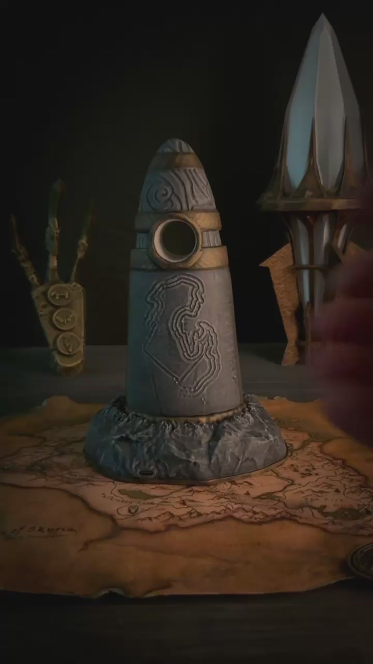 Skyrim Shadow Stone Lamp – Fantasy LED Decor – PLA Printed Standing Stone – Elder Scrolls Gift for Gamers and Collectors